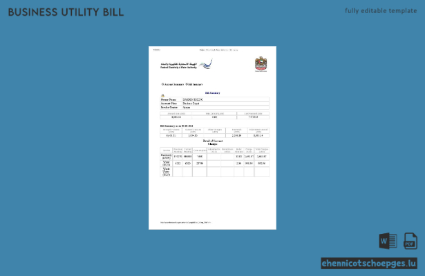 Beispielrechnung der Dubai Federal Electricity and Water Authority (FEWDA) für Strom und Wasser – Vorschau